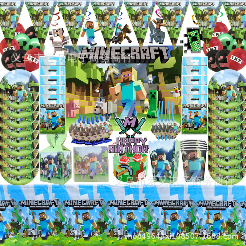 Spot My World Birthday Party Supplies Pixel War Paper Tray Paper Cup Pull Flag Birthday Party Decoration Spot My World Birthday Party Supplies Pixel War Paper Tray Paper Cup Pull Flag Birthday Party Decoration
