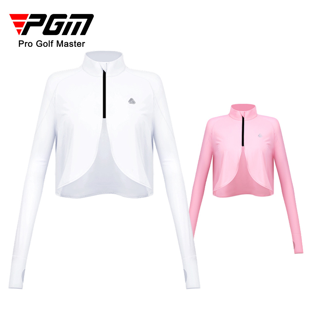 Áo chống nắng nữ cổ đứng PGM tay dài chất liệu lụa lạnh thoáng khí — YF302 Áo Chống Nắng Nữ Cổ Đứng màu trắng, YF302 Áo Chống Nắng Nữ Cổ Đứng màu hồng