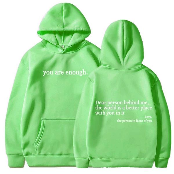 There are logo + white characters before and after fluorescent green