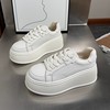 High white shoes platform, mesh footwear, comfortable sneakers for leisure, suitable for teen, 2023 years, autumn, trend of season, internet celebrity