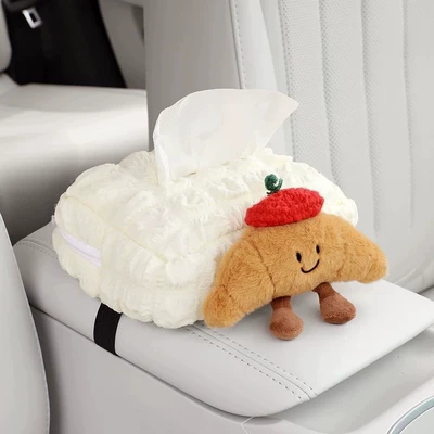Car tissue box/set Tissue Box Car Armrest Box - red-hat-croissant-horizontal-version-puff-tissue-box