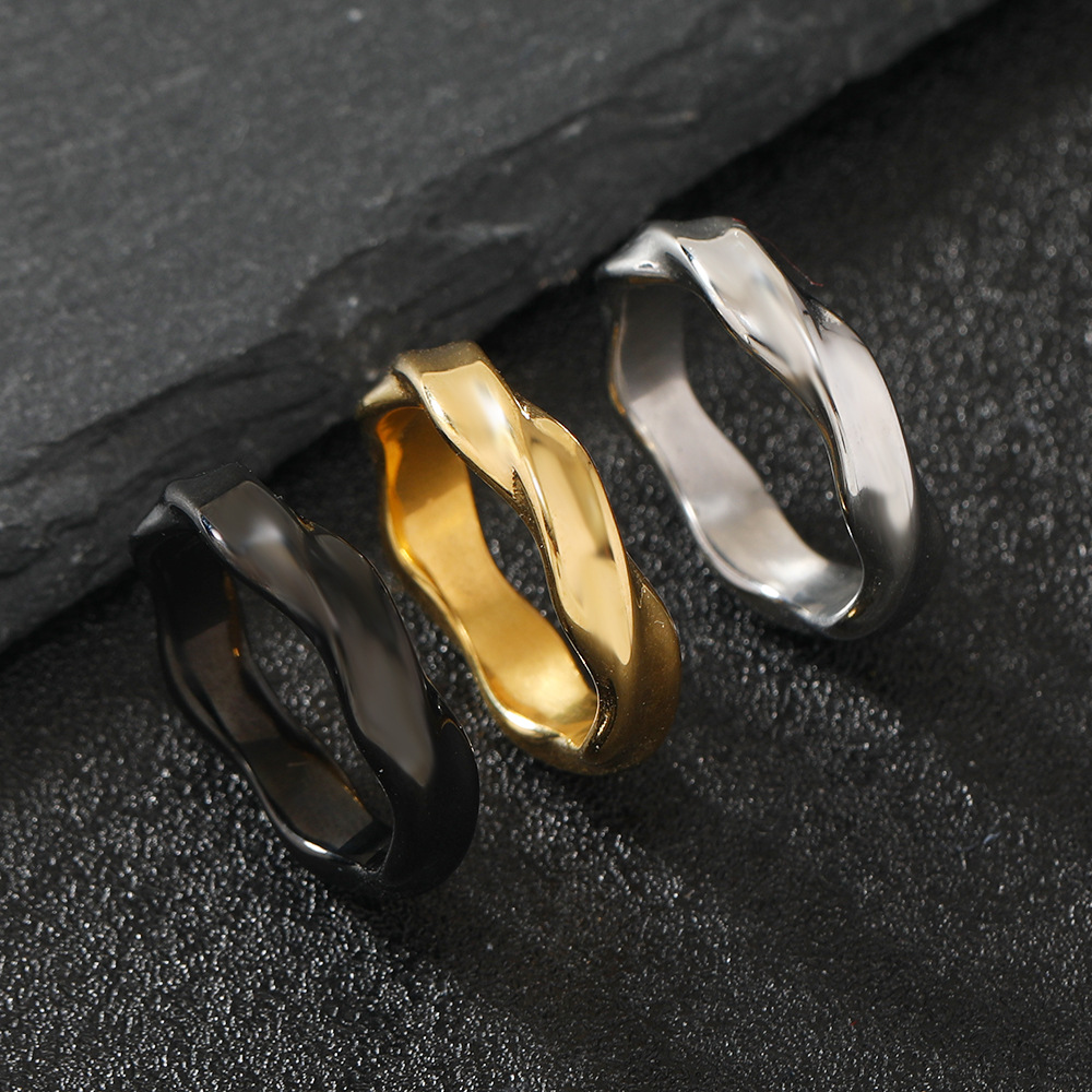 13g Weight Rings Classification Simple Style Waves 304 Stainless Steel Plating Men's Rings