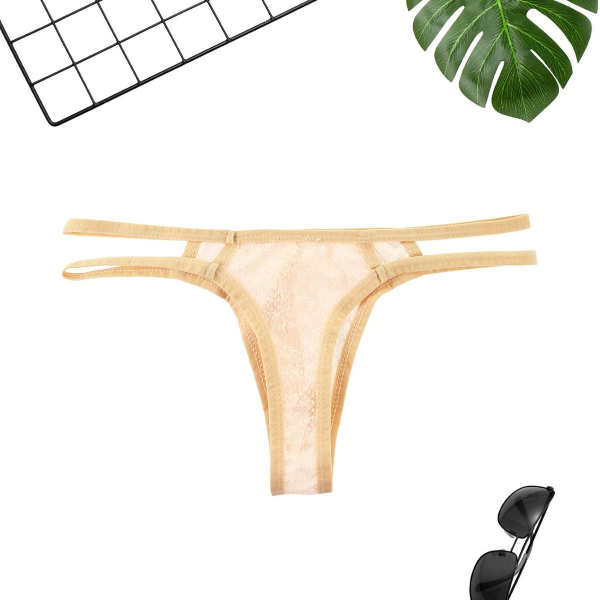 Seksualios vyriškos stringai su dvigubu diržu ir nėriniais_voghion.com