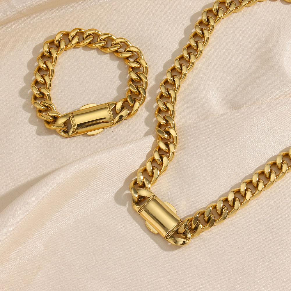 Fashion Solid Color Stainless Steel Plating Bracelets Necklace