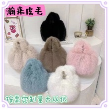 跨境仿狐狸毛手提包高级感小众设计百搭菜篮子手拎包