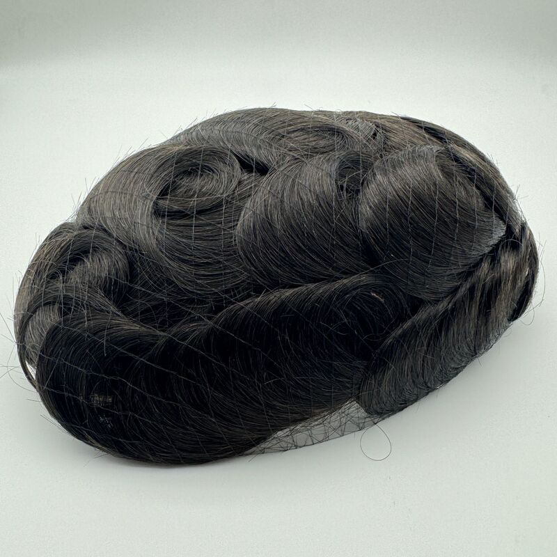 Hollywood Mono Men's Lace Wig Hand-Woven Hairpiece Full Net Real Net Swiss Net 1.840