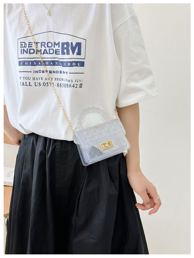 157g Weight Polyester Lining Material Flip Cover Closure Type Single Shoulder Strap Strap Type Jelly Bag Bags Type Casual, Holiday Occasion PVC Material Solid Color Pattern All Seasons Season Women's Gender Basic, Classic Style Style Square Shape Small Size Women's Small PVC Solid Color Basic Classic Style Square Flip Cover Jelly Bag 4