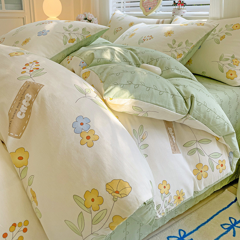 Cama de algodón de cuatro piezas set2025 nuevo algodón colchón sábanas de dormitorio caseras set de tres piezas