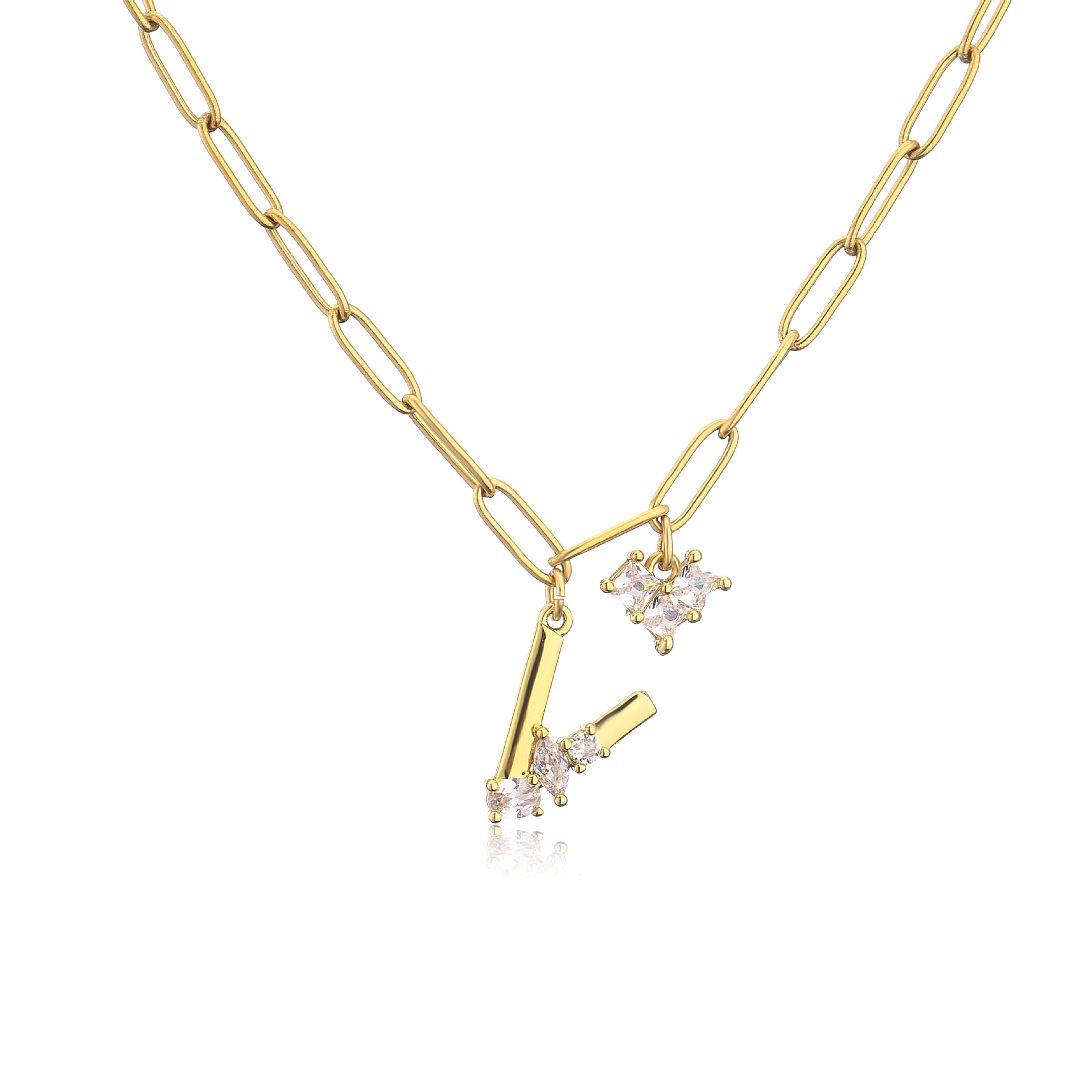 Zircon Micro-Inlaid Heart-Shaped English Letter Necklace Stainless Steel Necklace