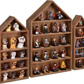 木质玩具置物架客厅背景墙房屋造型装饰架手办收纳实木陈列展示架