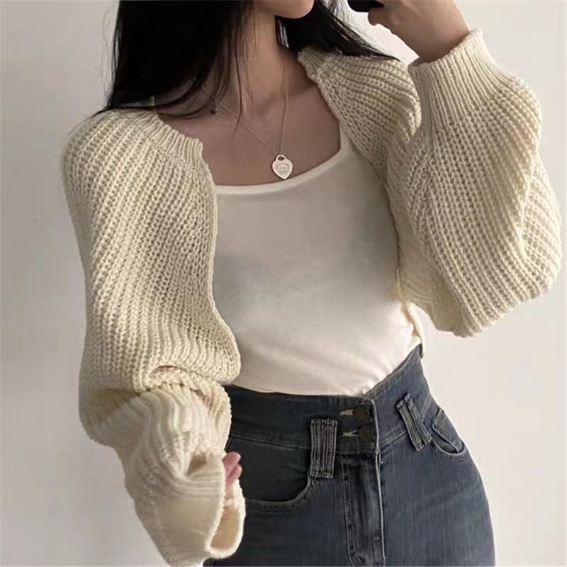 2023 otoño e invierno nuevo estilo coreano simple todo partido suelta perezoso punto cardigan Batwing manga suave estilo chal superior