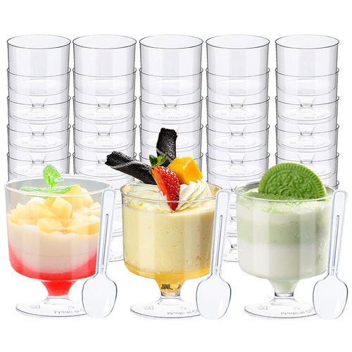Pudding Cup Jelly Mousse Cup Dessert Tray Cup Disposable Plastic Transparent Square Ice Cream Cup Pastry Cup