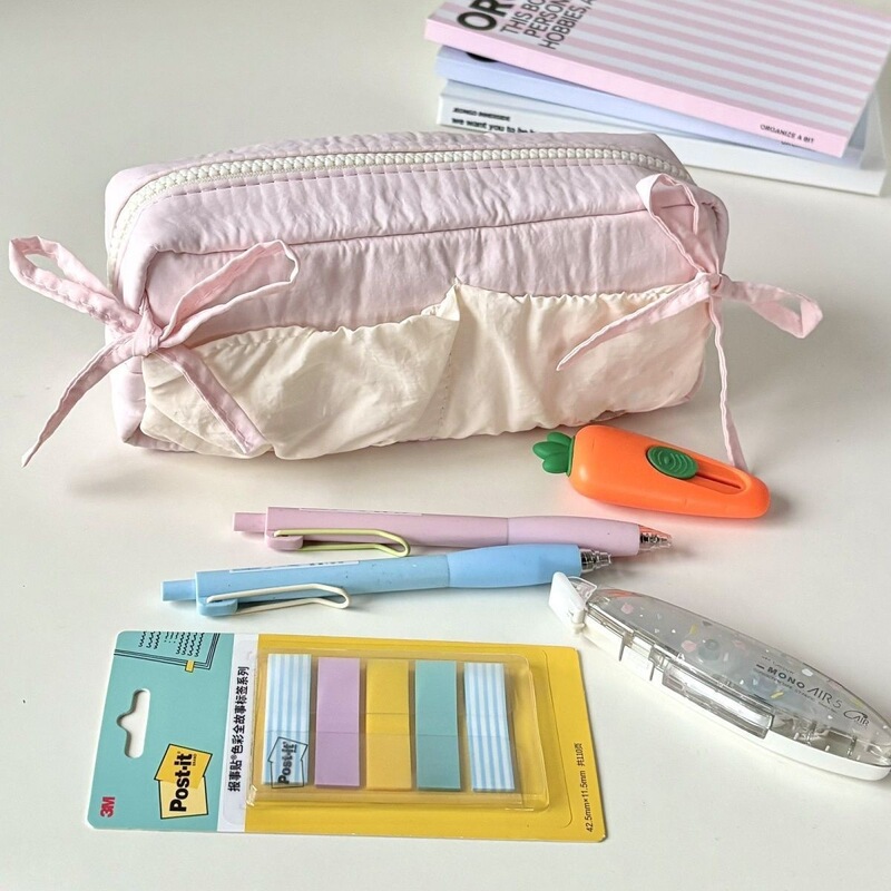 クラウドトーストリボン鉛筆バッグ高見え中学生女子大容量文具箱鉛筆収納袋|undefined