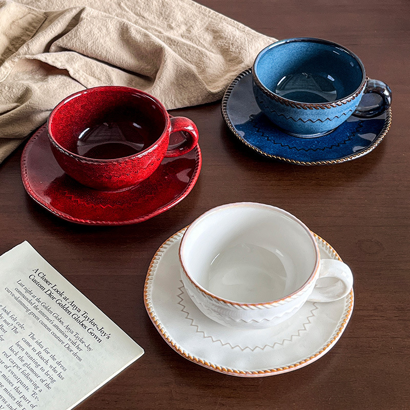 Retro Kiln-Turned Coffee Cup and Saucer, Home Cafe Latte Art Cup, Afternoon Tea Cup, Coffee Cup, Accessible Luxury and High-End Sense Retro Kiln-Turned Coffee Cup and Saucer, Home Cafe Latte Art Cup, Afternoon Tea Cup, Coffee Cup, Accessible Luxury and High-End Sense