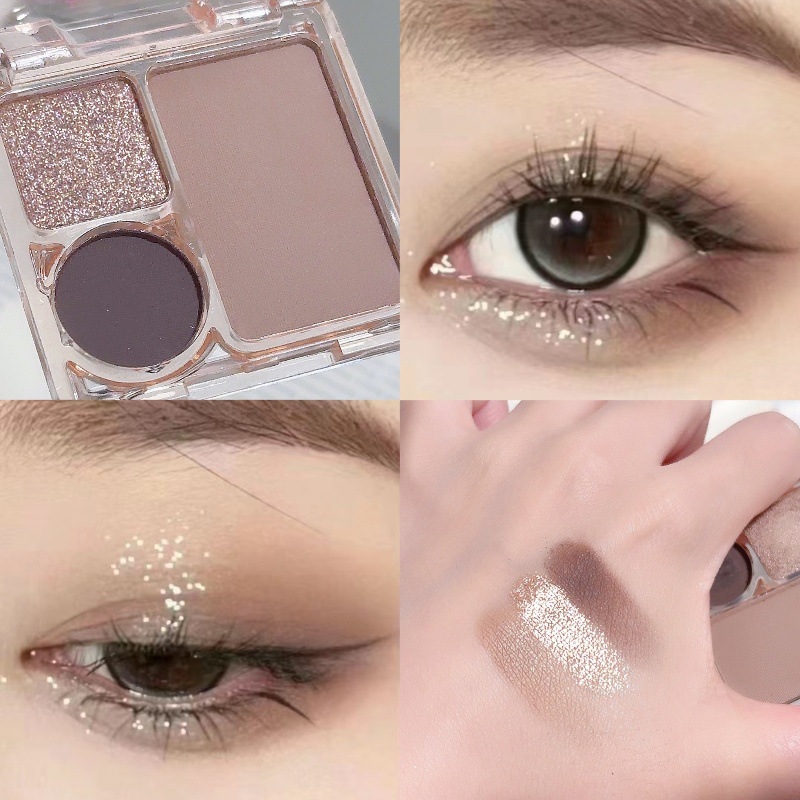 Misslara new three-color mini eye shadow plate matte pearlescent easy vignetting eye shadow plate gray pink delicate makeup
