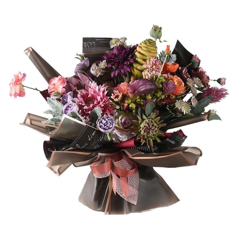 Qixi Rosa borde dorado ramo de embalaje de papel impermeable flor embalaje ramo embalaje exterior impermeable OPP papel de embalaje