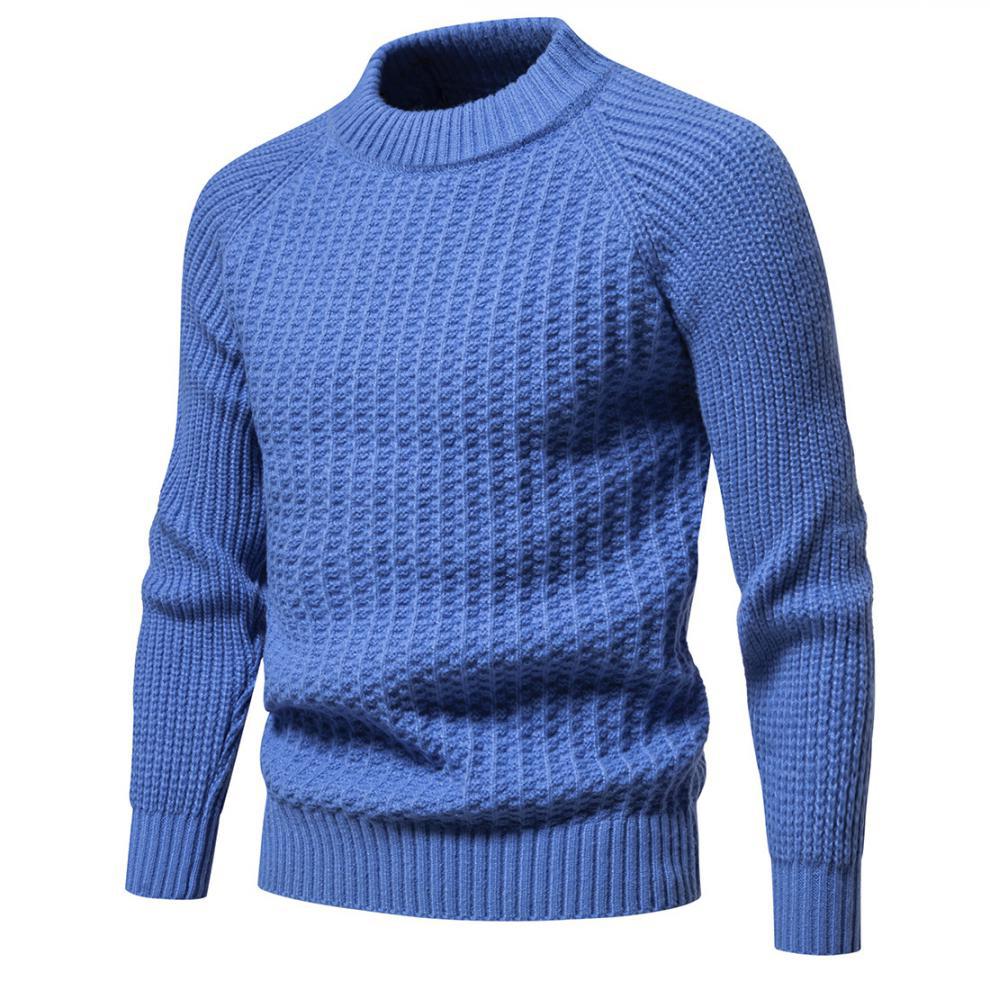 Neuer Strickpullover für Herren im Herbst und Winter, modisch und warm, solider Rundhalspullover, Slim-Fit-Pullover_voghion.com