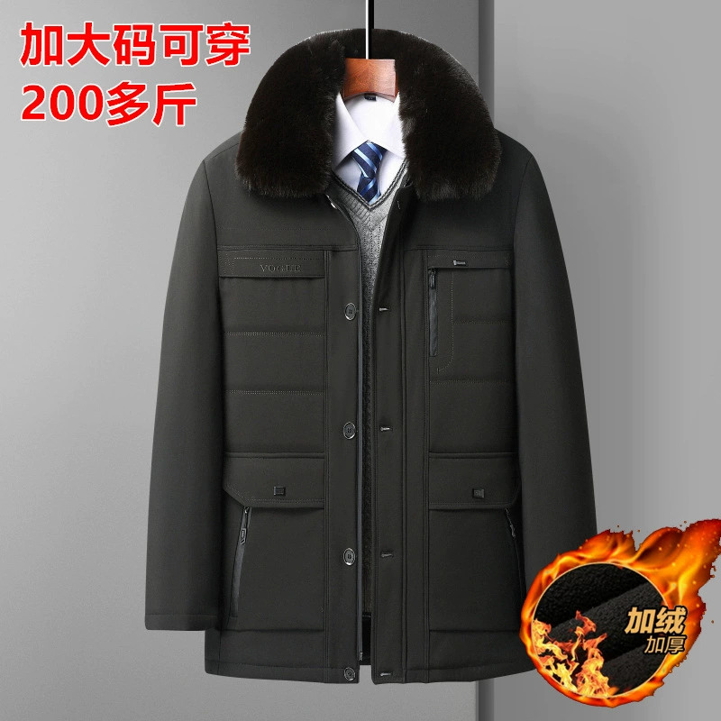Мужская куртка из овечьей шерсти для мужчин среднего возраста, утепленная куртка, хлопковое пальто для папы, мужская верхняя одежда, куртка для пожилых, средней длины хлопковое пальто