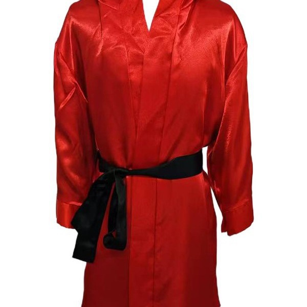 New Hooded Men's and Women's Adult Cloak Red Black Double-Layer Double-Face Fighting Fighting Muay Thai Sanda Robe