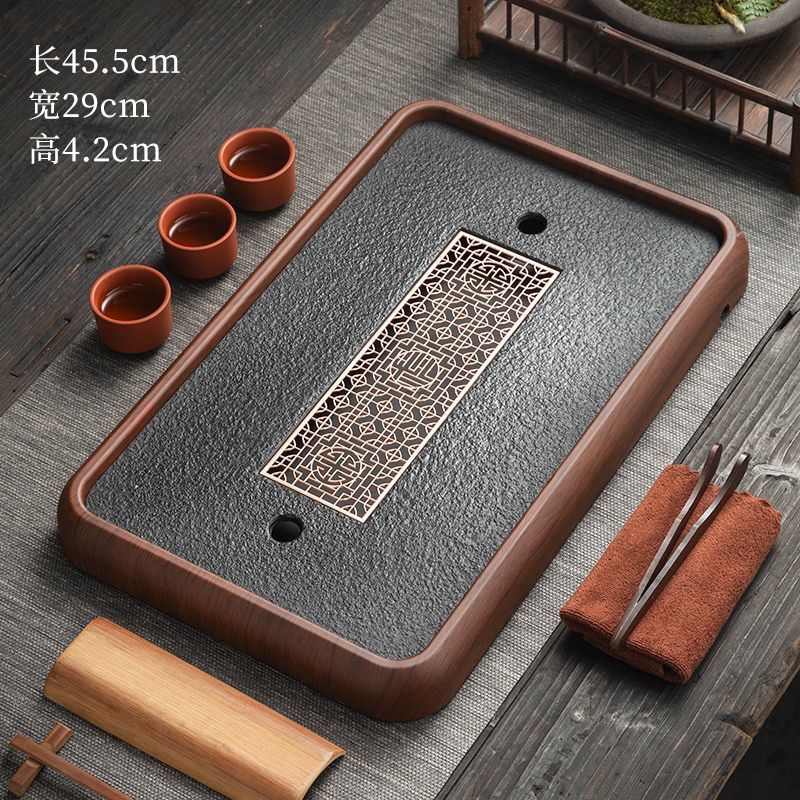 2025 nuevo estilo imitación Wujinishi bandeja de té mesa de té juego de té pequeño bandeja de drenaje mesa de burbujas secas bandeja de té para el hogar