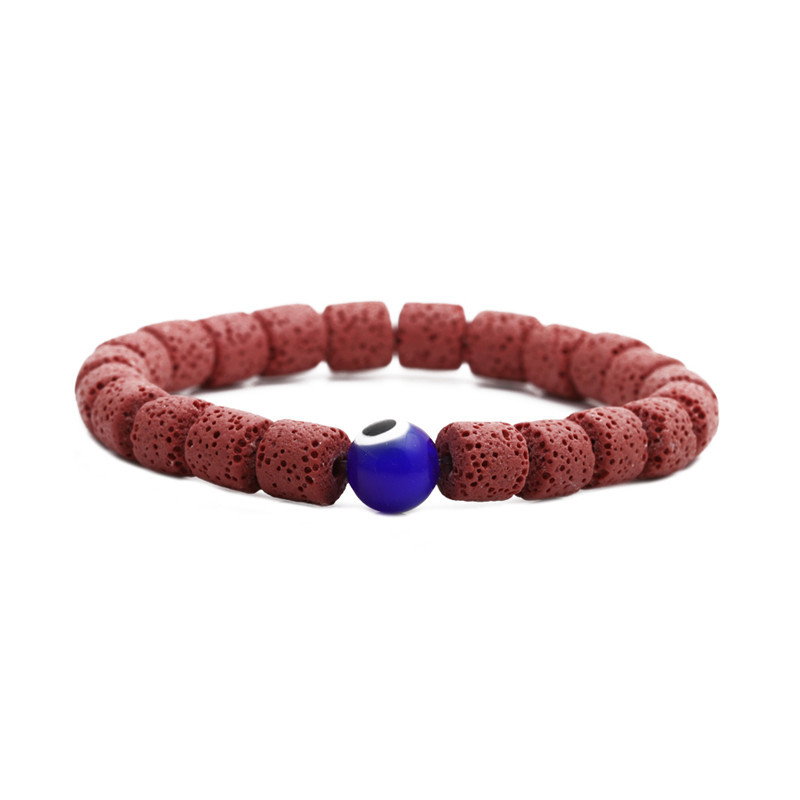 19g Weight No Inlaid Inlay Material Bracelets Classification Housewarming, Anniversary, Business, Wedding, Travel, Birthday, Festival Occasion Devil'S Eye Pattern Unisex Gender Fashion Style Dark Blue, White, Red, Green, Blue, Black Color Volcanic Stone Bracelet 15