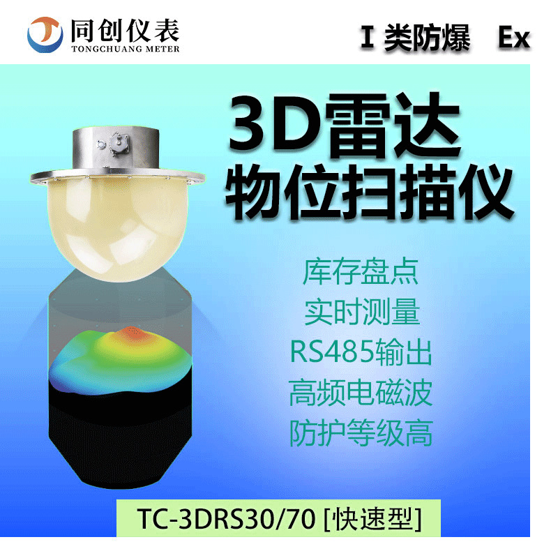 矿用本安型雷达物位扫描仪3D成像复原料仓数据上传支持吊装防爆