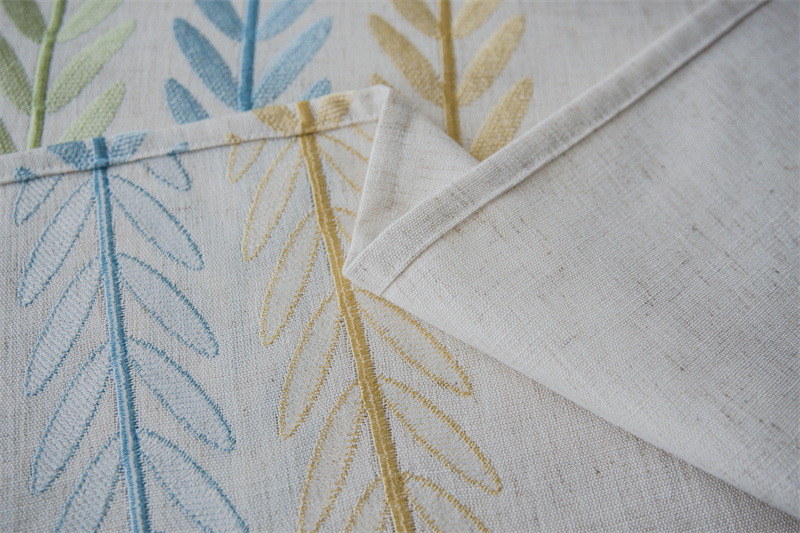 Polyester Linen Waterproof Modern Leaf Flower Runner Embroidered Geometric Tablecl Rectangular Coffee Dining Table_voghion.com
