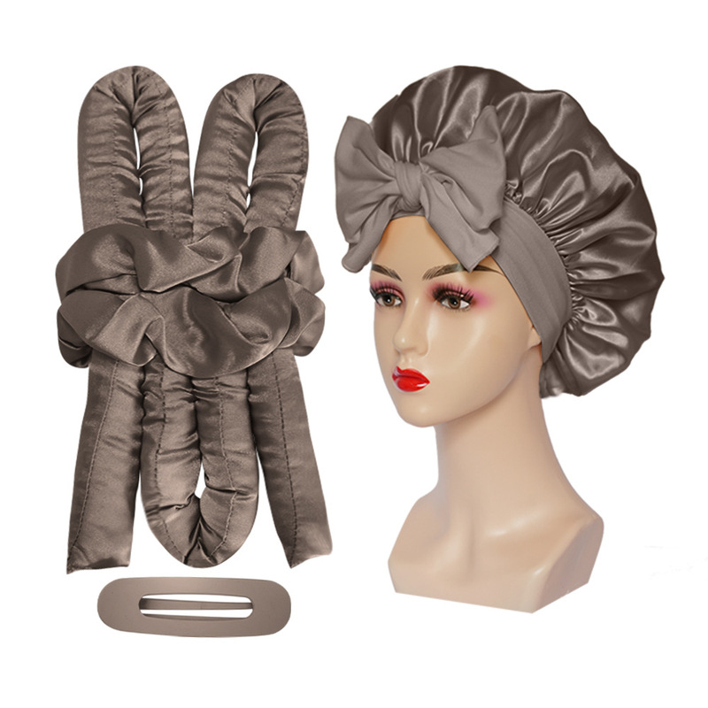 国境を越えたアマゾンの売れ筋サテンレイジーノンヒートヘアアイロンコンビネーションセットスリーピングキャップリボンスカーフセット|undefined