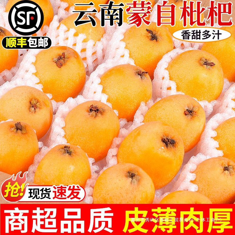 顺丰云南蒙自甜枇杷5斤新鲜水果当季长虹琵琶枇杷现摘树上熟整箱3
