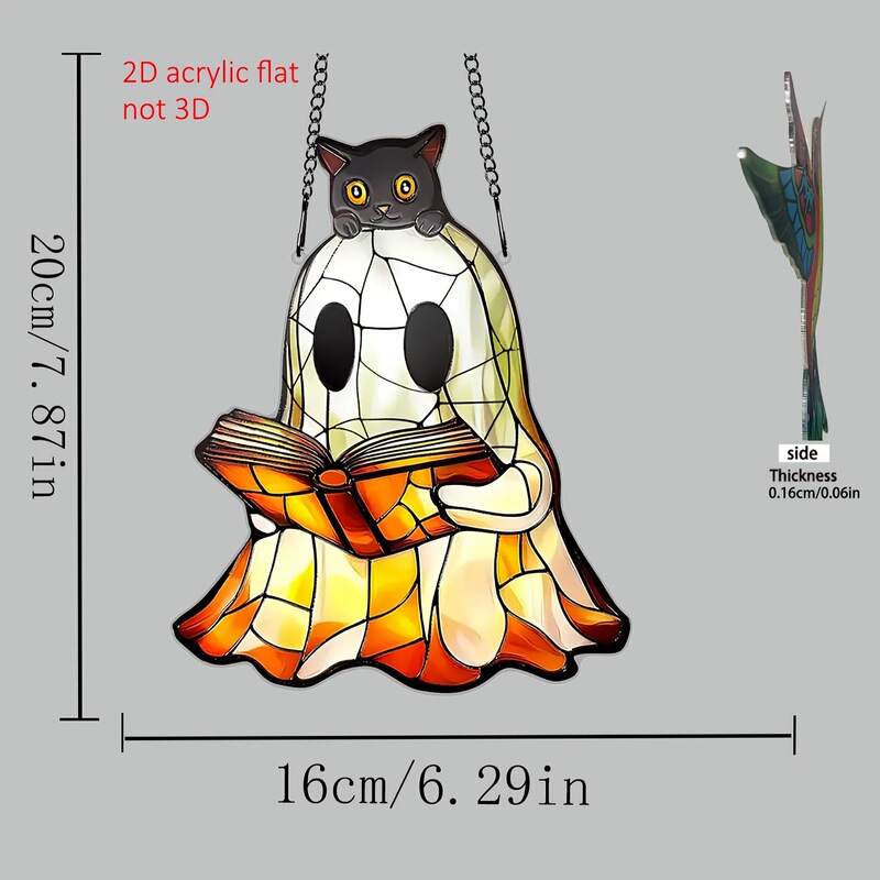 ハロウィン新月下の就寝前の読書リトルゴースト 2D フラットアクリルホリデー雰囲気装飾ペンダント|undefined