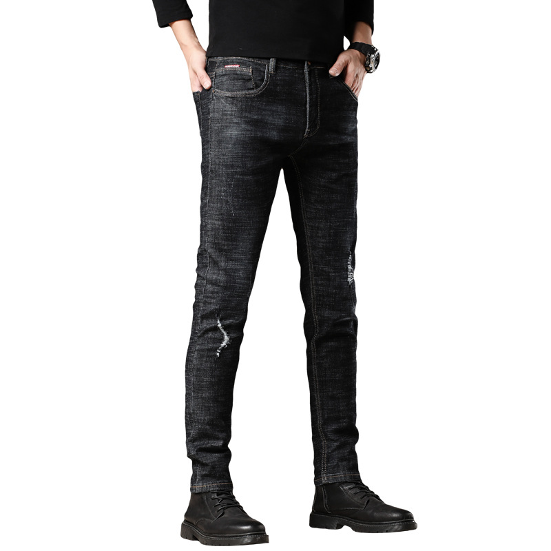 Marca de moda coreana stretch jeans todo partido slim fit lápiz pantalones de primavera y otoño 2023 nuevo suave y cómodo lápiz pantalones para hombres