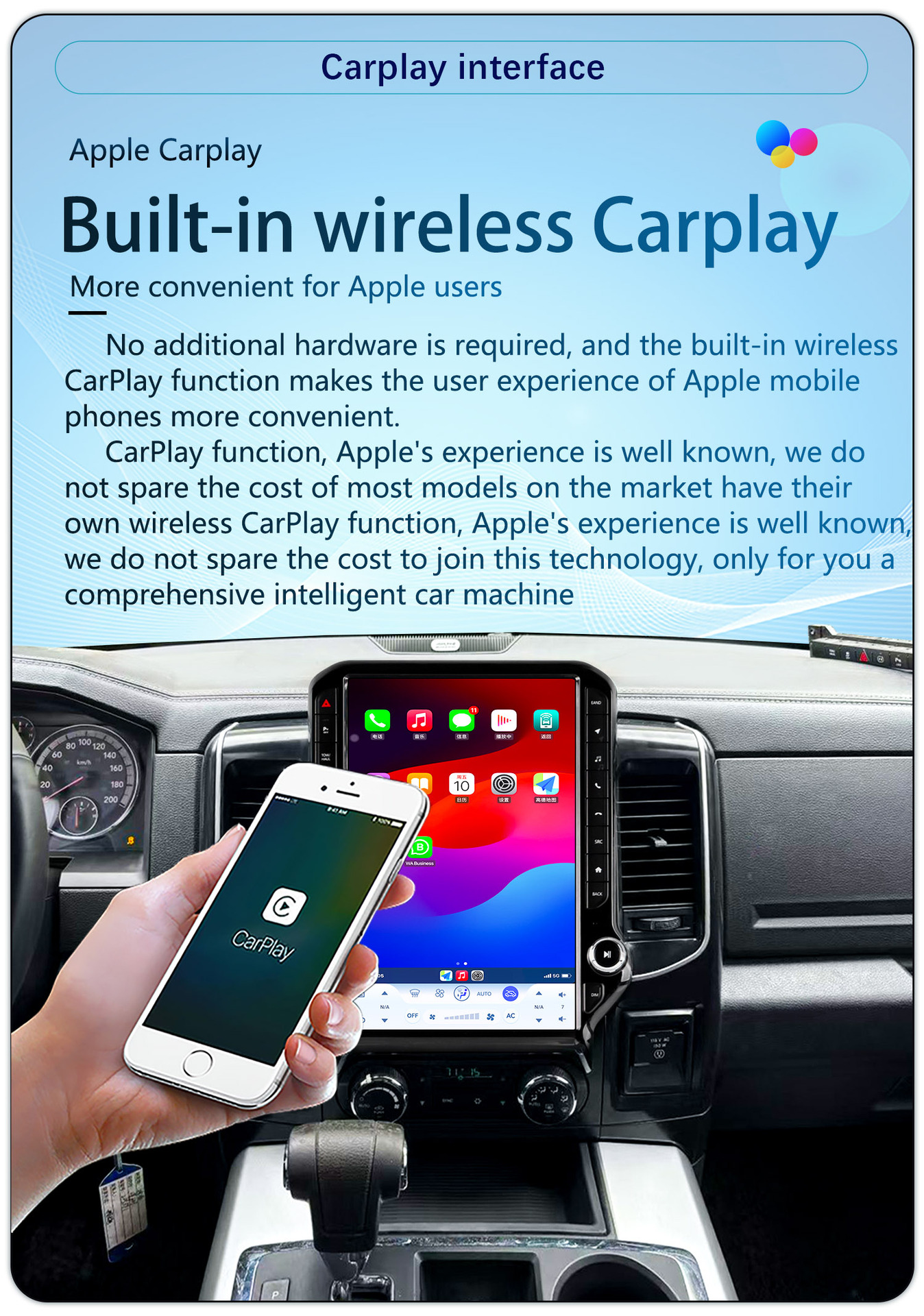 Suitable for 09-12 Dodge Ram Modification 14.5inch Large Vertical Screen Carplay Navigation 360 Panoramic All-In-One Machine