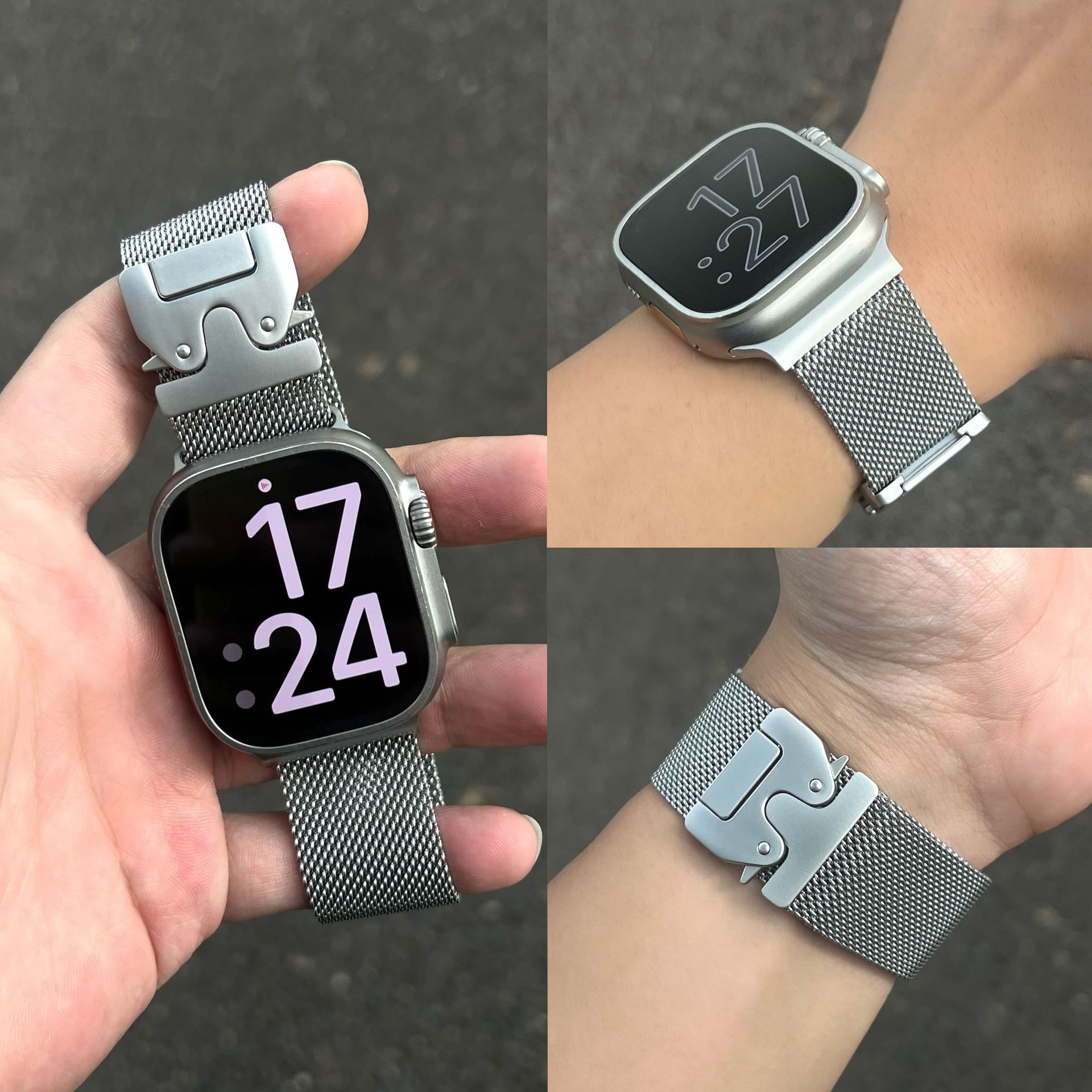 Suitable for Apple Iwatchs10 Watch Strap Milanese Stainless Steel Parachute Apple Watch789 Representative Strap