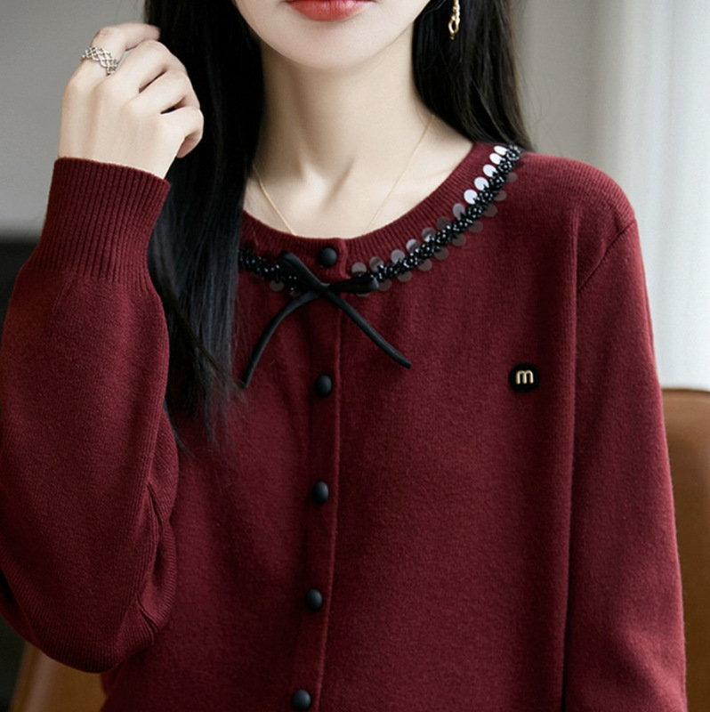 早秋时尚灰色毛衣针织开衫外套女2025新款春秋季外搭洋气女装上衣|undefined