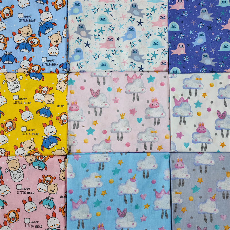 批发纯棉手工布料 小卡通服装面料 1.6幅宽家居床品纯棉布