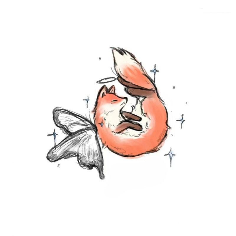 Cute little angel fox tattoo stick arm wrist color high color value ins hot girl sweet cool waterproof sticker Cute little angel fox tattoo stick arm wrist color high color value ins hot girl sweet cool waterproof sticker