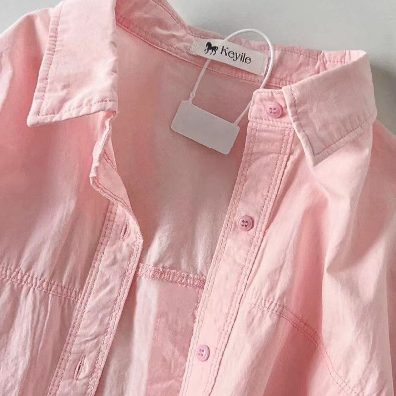春のピンクの日焼け止めの底のシャツの女性の春の服の2025新型のシャツの小さい人のゆったりしている下着の上着のコート|undefined