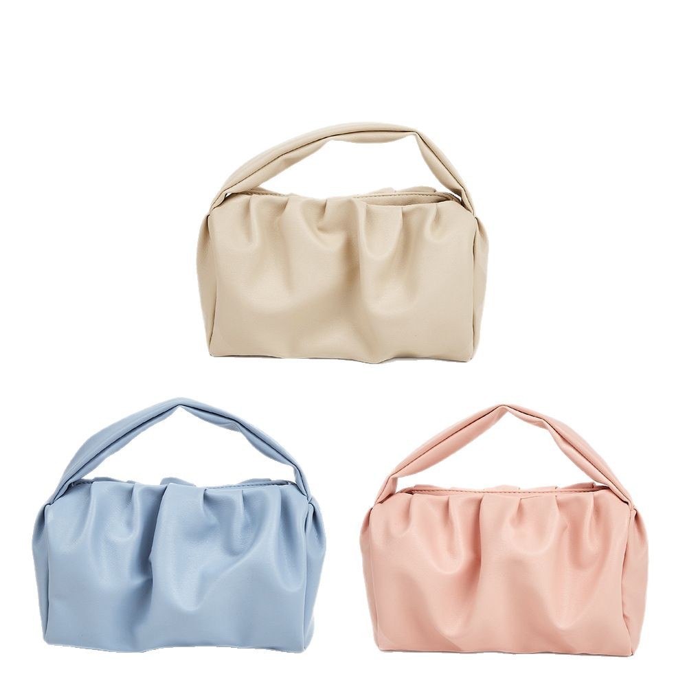 Bolso de nube simple japonés, textura ins, bolso de mujer de color sólido, moda, bolso de mano de celebridad de Internet, bolso de cosméticos