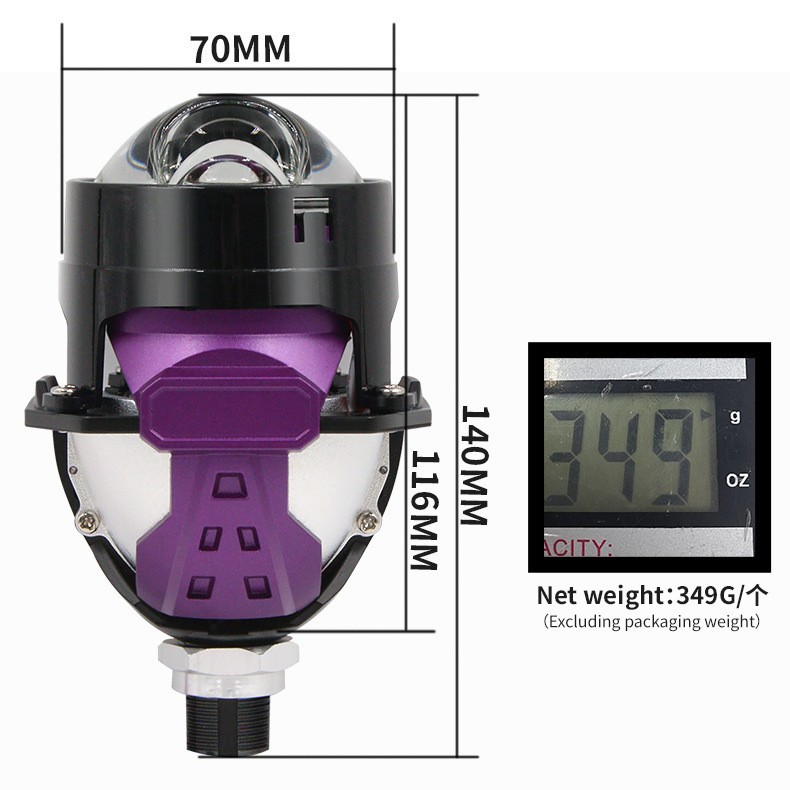 Nuevo láser de un solo automóvil directo LED delantero de lente de doble luz luz de automóvil resaltado automóvil reformado LED delantero 2.5