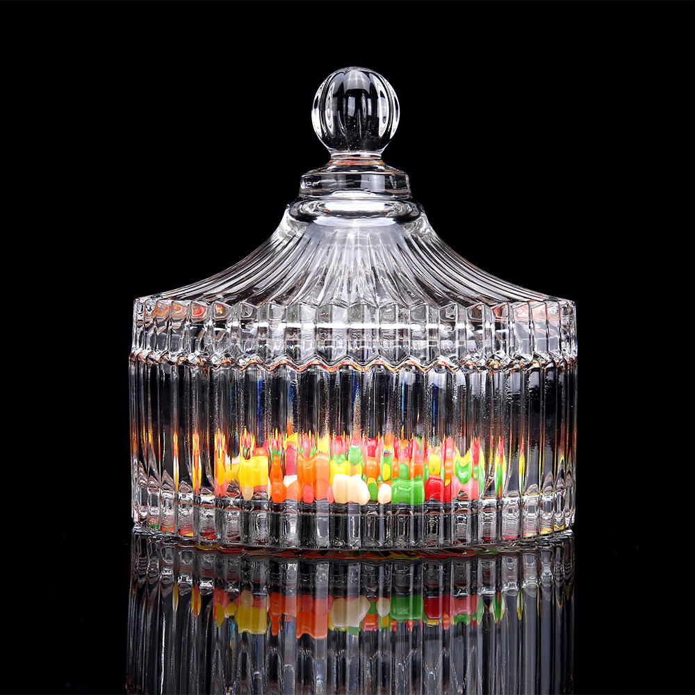 Frasco de azúcar de vidrio de cabeza redonda de cristal de estilo europeo pequeño frasco de almacenamiento transparente mongol frascos verticales de vidrio