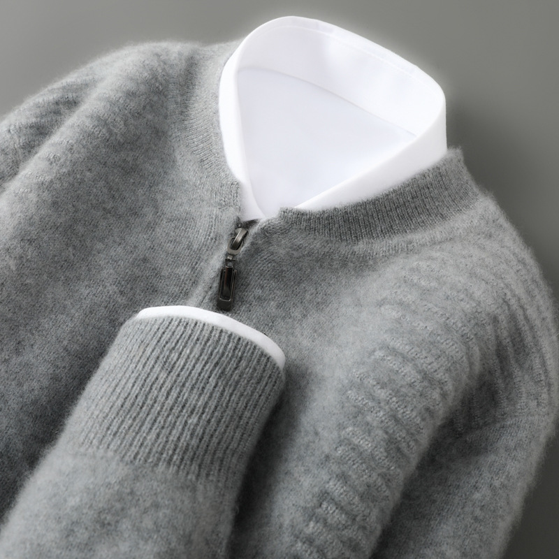 100% Pure Wool Cardigan Men's Baseball Collar Thickeneded Zipper Jacket Loose Casual Business Knitted Bottoming Cashmere Sweater 100% Pure Wool Cardigan Men's Baseball Collar Thickeneded Zipper Jacket Loose Casual Business Knitted Bottoming Cashmere Sweater