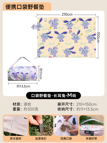 Handheld light and thin beach carpet for traveling for camping