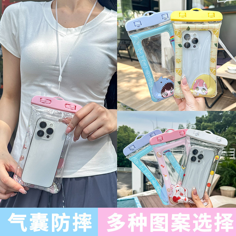 Bolsa impermeable para teléfonos móviles, bolsa de aire de dibujos animados, cubierta de pantalla táctil, bolsa impermeable para teléfonos móviles de 8 grados, bolsa impermeable para nadar, bolsa impermeable para buceo