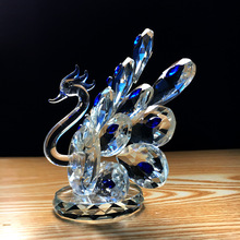 新款水晶孔雀家居摆件玄关创意装饰工艺品礼品客厅桌面礼物玻璃装