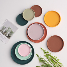 北欧陶瓷花盆托盘接水托装饰盘圆形多肉底托ins简约现代个性盆栽