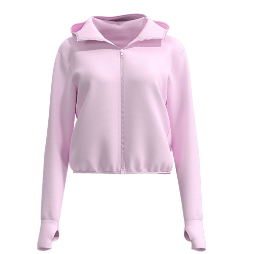 Juyi Hall  Spring Outdoor Cycling Solid Color Hooded Zipper Breathable UV Protection Thin Sun Shirt