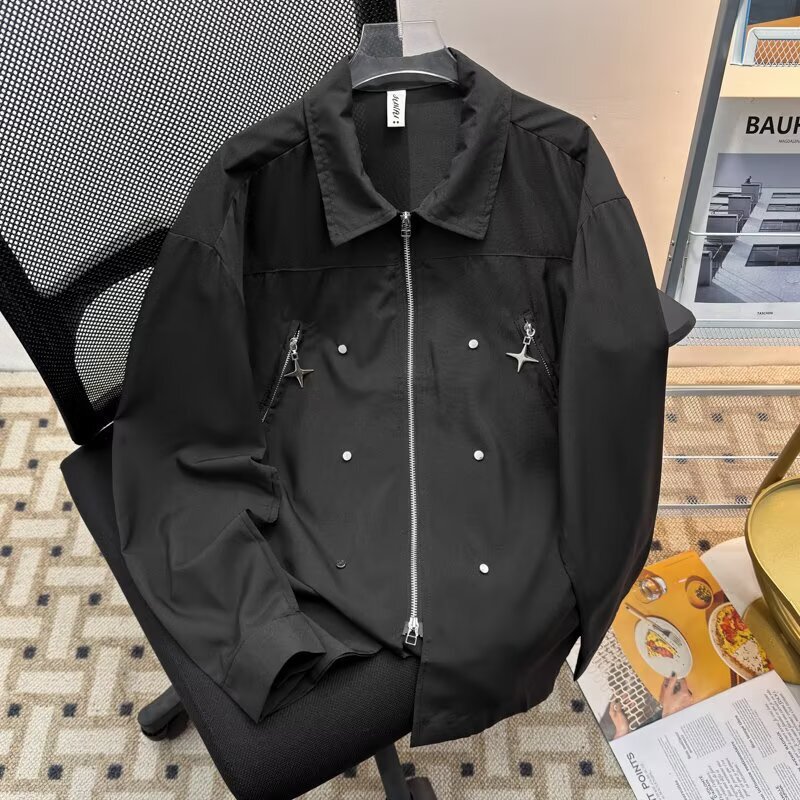 High Street Double Zipper Shirt Men's Duffy Handsome Niche Design High-end Jacket Korean Fashionable Loose Long-sleeved White Shirt High Street Double Zipper Shirt Men's Duffy Handsome Niche Design High-end Jacket Korean Fashionable Loose Long-sleeved White Shirt