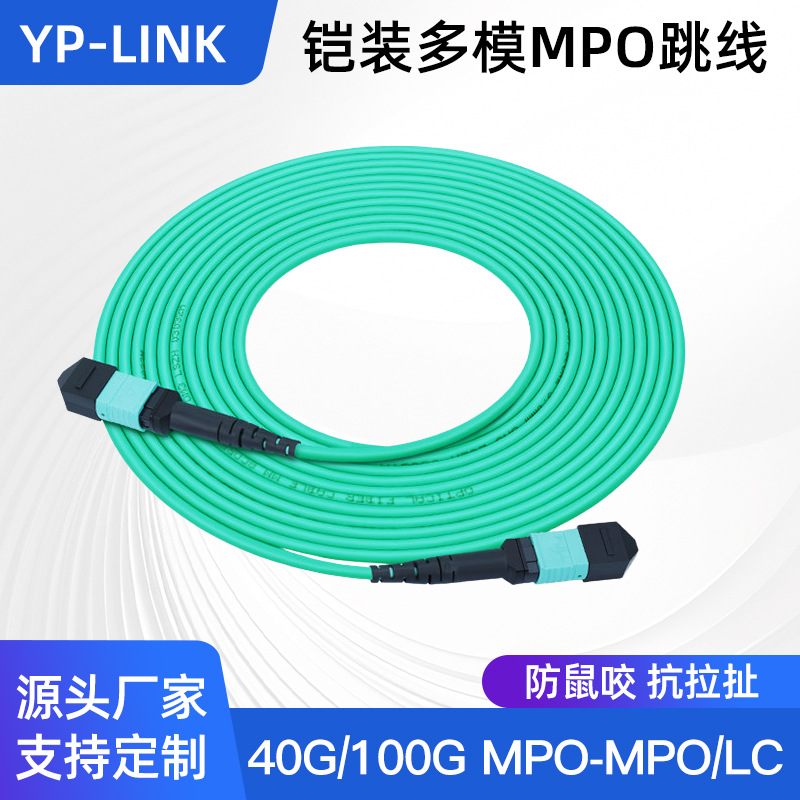 优普光 MPO-MPO/LC铠装多模8芯12芯光纤跳线OM3/OM4网吧网咖