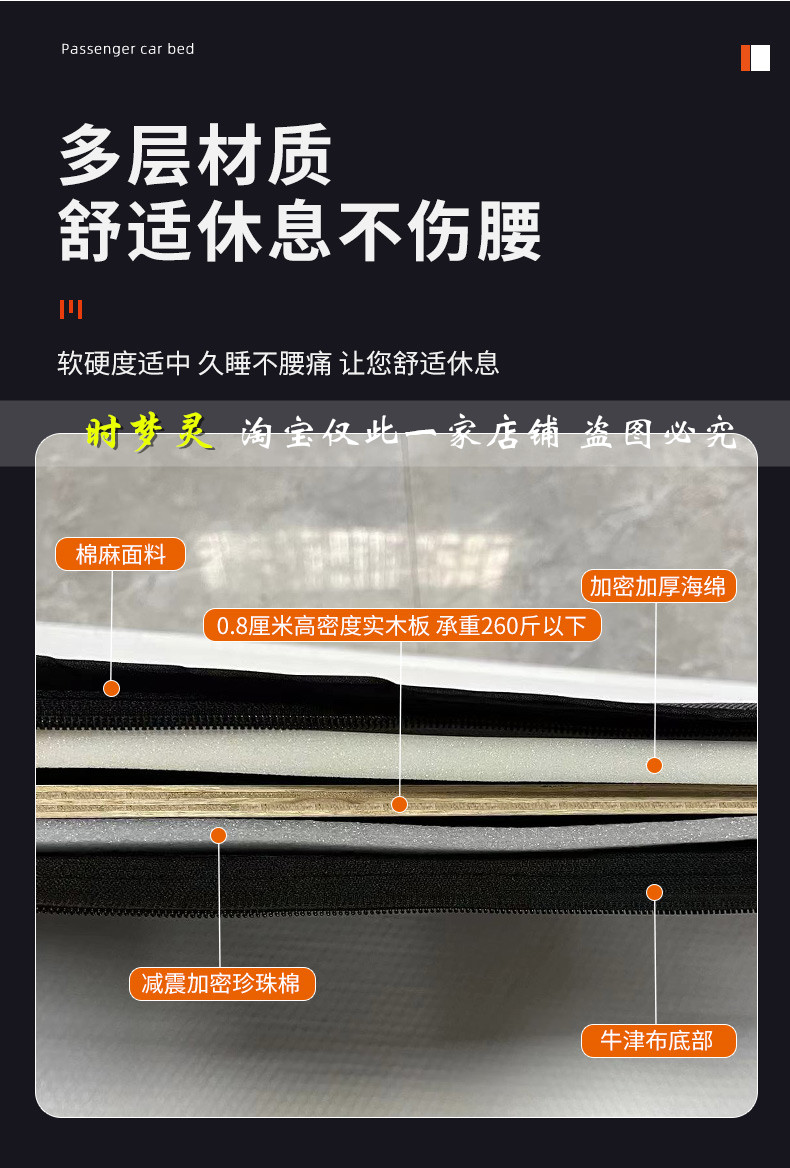 Car mattress SUV rear trunk sleeping pad single/double foldable car travel bed non-inflatable universal