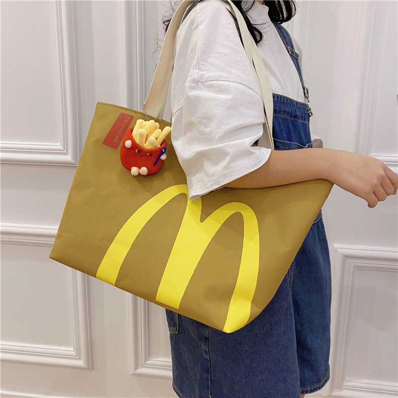Internet Celebrity Tote Bag 2026 New Model Oxford Cloth Backpack for Women, Large Capacity Bag for College Students, Burger and Fries Bag